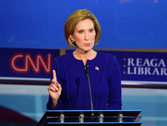 Carly Fiorina speaks during the Republican presidential