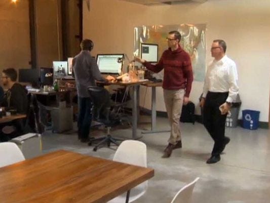 The CEO of Treehouse gives KGW reporter Pat Dooris a tour.