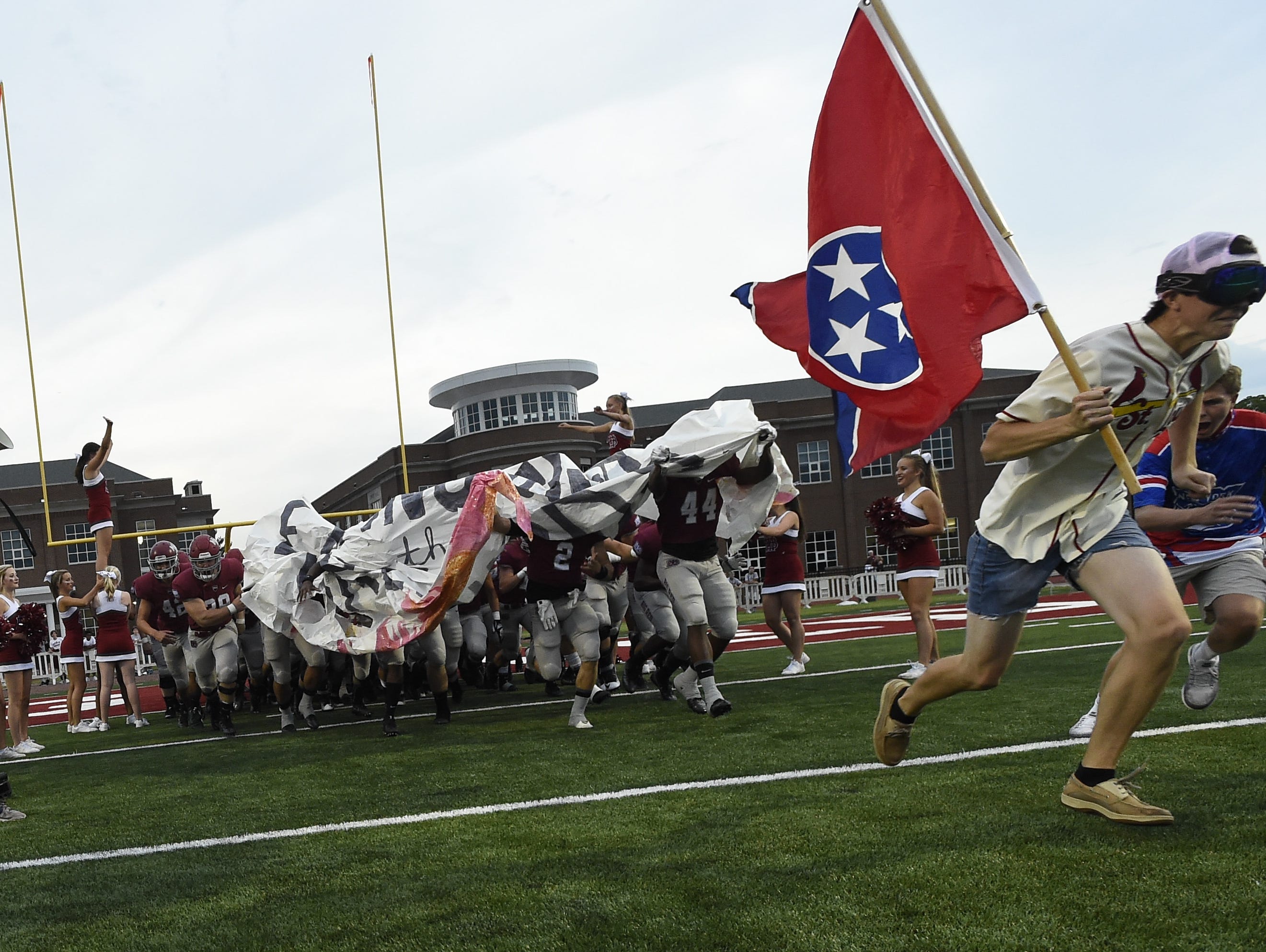 MBA takes the field before its game against Pearl-Cohn on Friday.