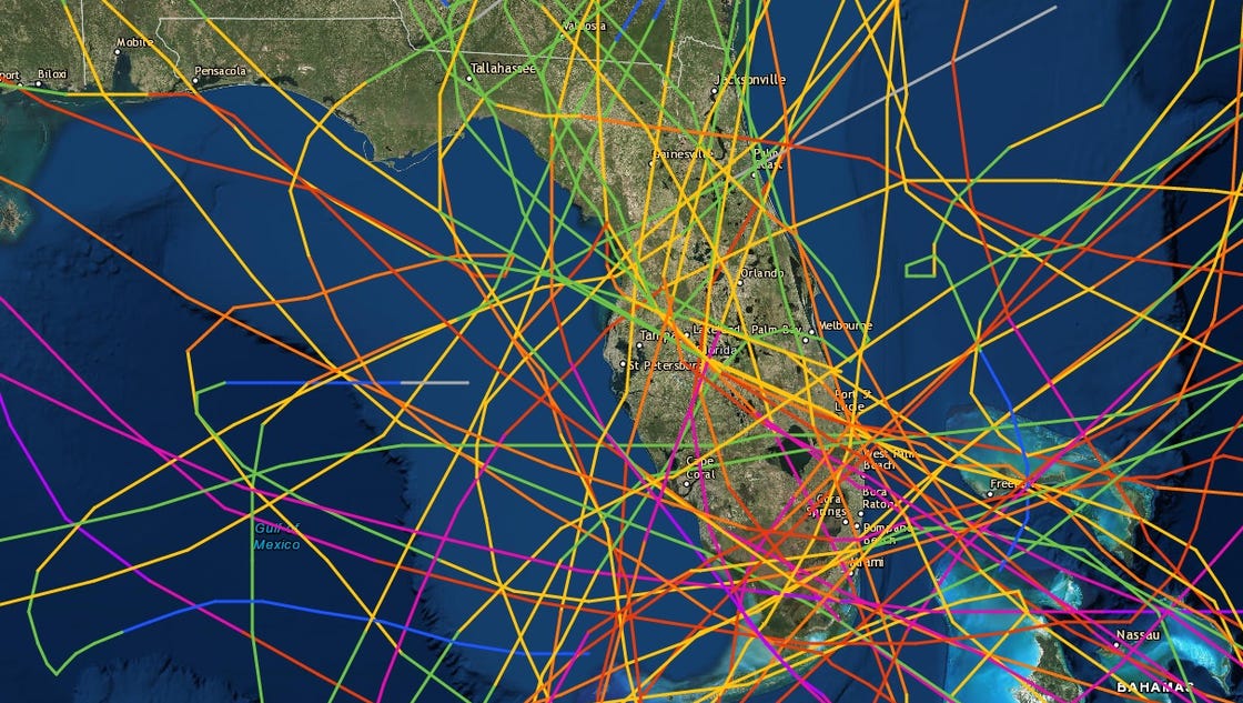 See every Florida storm's path for the past 100 years