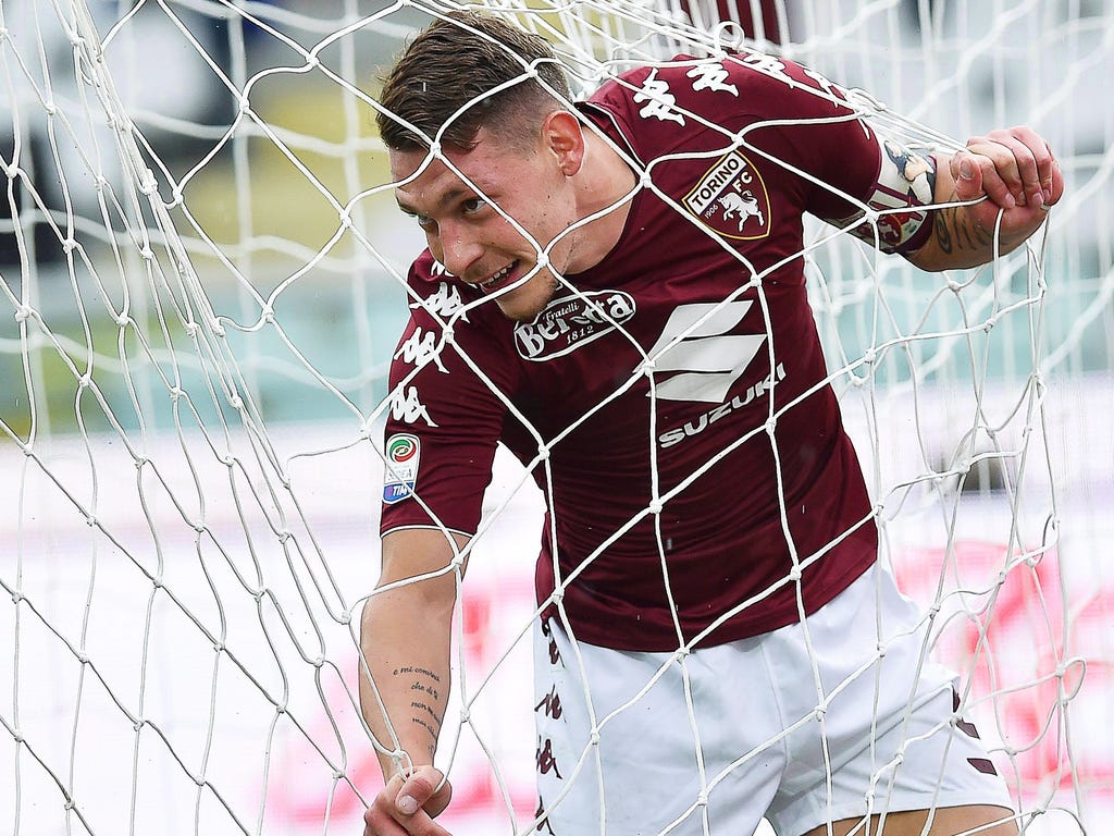 Torino's forward Andrea Belotti reacts during the Italian Serie A soccer match between Torino FC and UC Sampdoria at Olimpic Stadium in Turin, Italy.