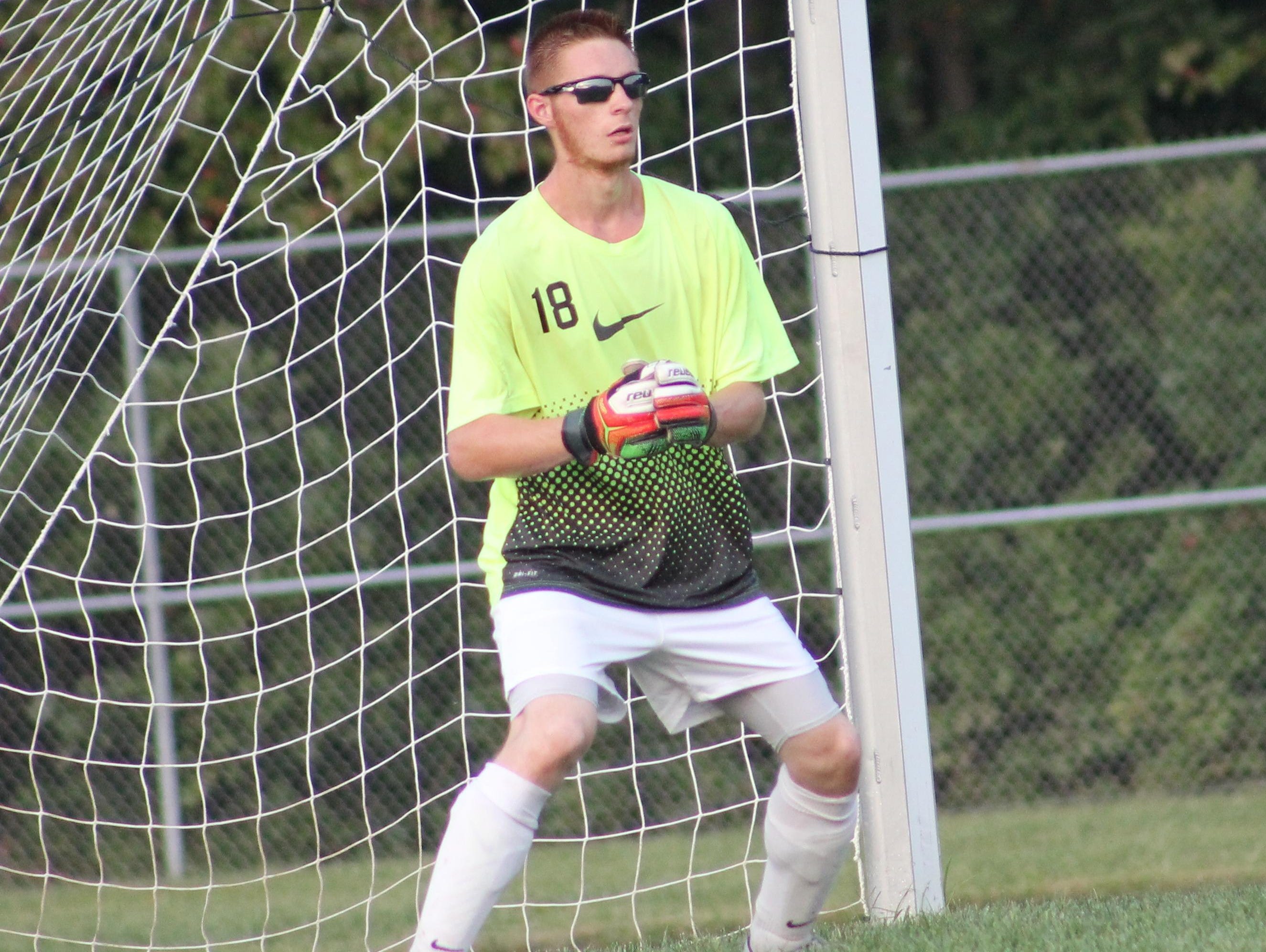 Bethel-Tate's Ian Kimmerly mans the goal during the Tigers' 1-1 tie with Blanchester Thursday.