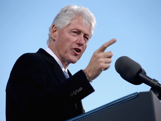 CONCORD, NH - NOVEMBER 04: Former President Bill Clinton gives a speech before introducing President Barack Obama during a campaign rally in State Capitol Square November 4, 2012 in Concord, New Hampshire. With only two days left until the presidential election, Obama and his opponent, former Massachusetts Gov. Mitt Romney are stumping from one "swing state" to the next in a last-minute rush to persuade undecided voters.