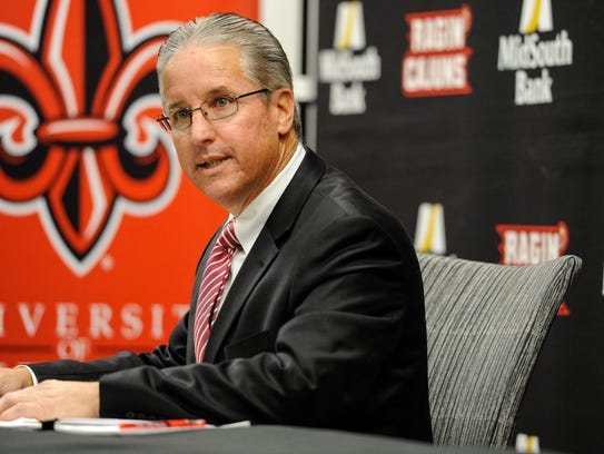 UL athletic director Scott Farmer addresses media at