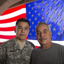 Gabriel Zermeño, left, with his father José Zermeño. José Zermeño has been in the U.S. illegally for more than 30 years, but may now get the chance at a green card through his son's military service.