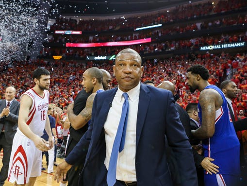Los Angeles Clippers head coach Doc Rivers walks off