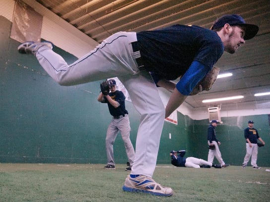 Getting in some reps Wednesday is Schoolcraft pitcher