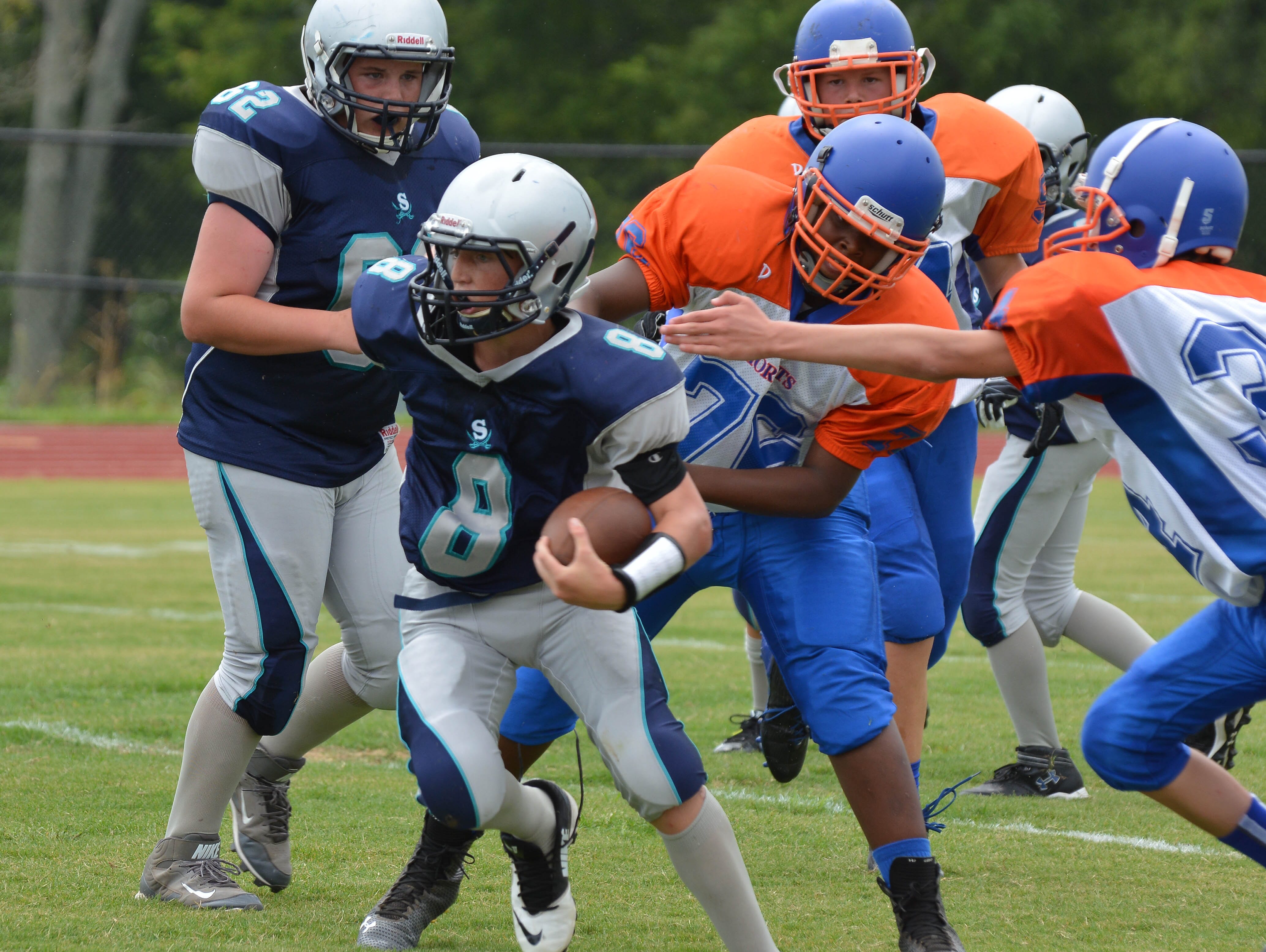 Siegel Middle's Caleb Victory (8) runs up field against Heritage during the Rutherford County Middle School Jamboree at Stewarts Creek in 2014. Victory suffered a head injury during a game in 2015 at Siegel Middle.