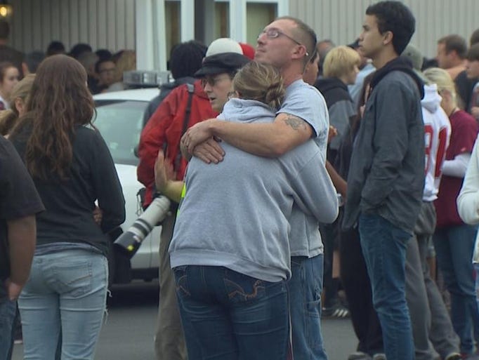 Scene of sadness and grief at Marysville Pilchuck High