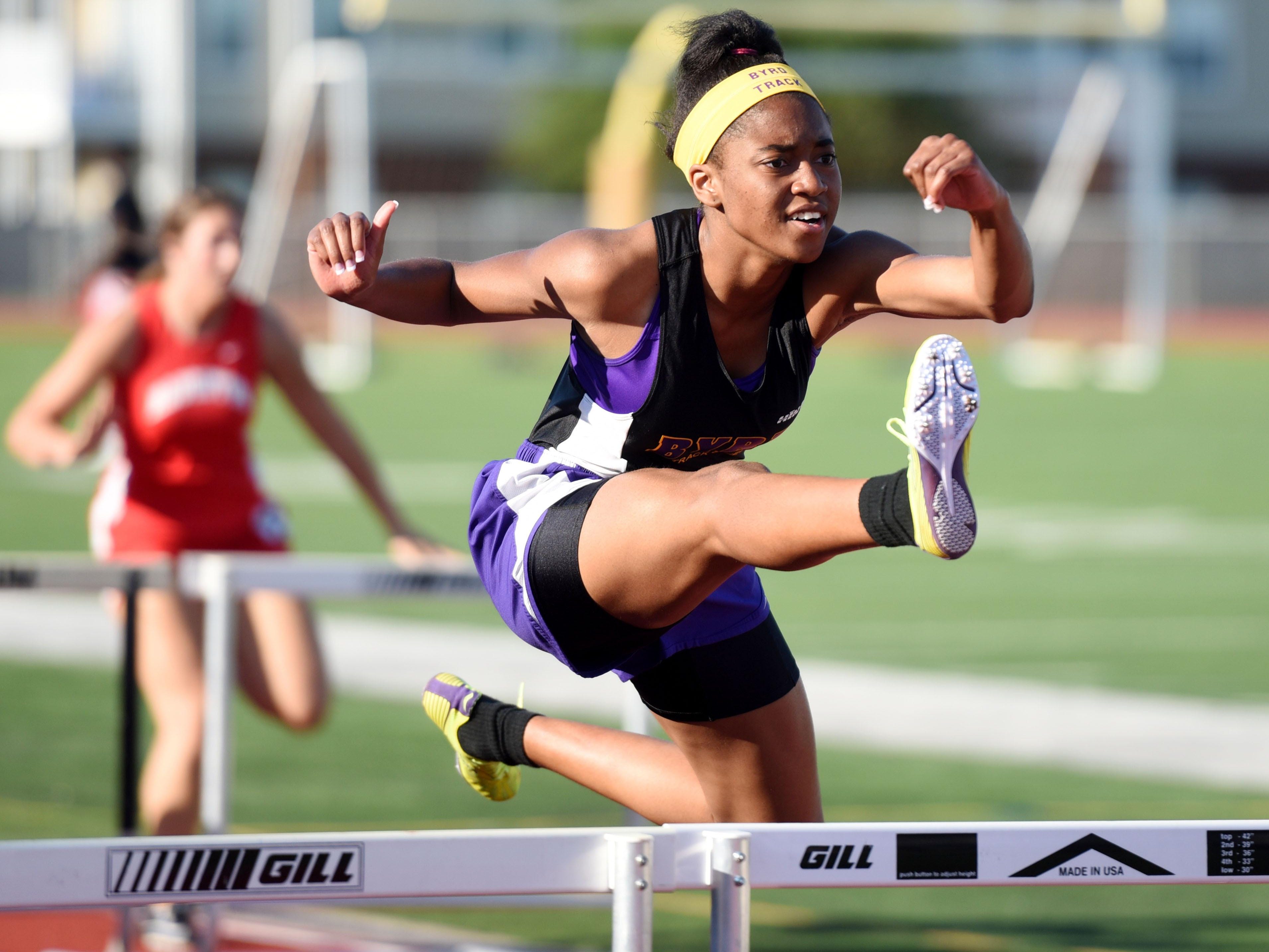 Kyah Lloyd at the district 1-5A boys and girls track meet at Lee Hedges Stadium.