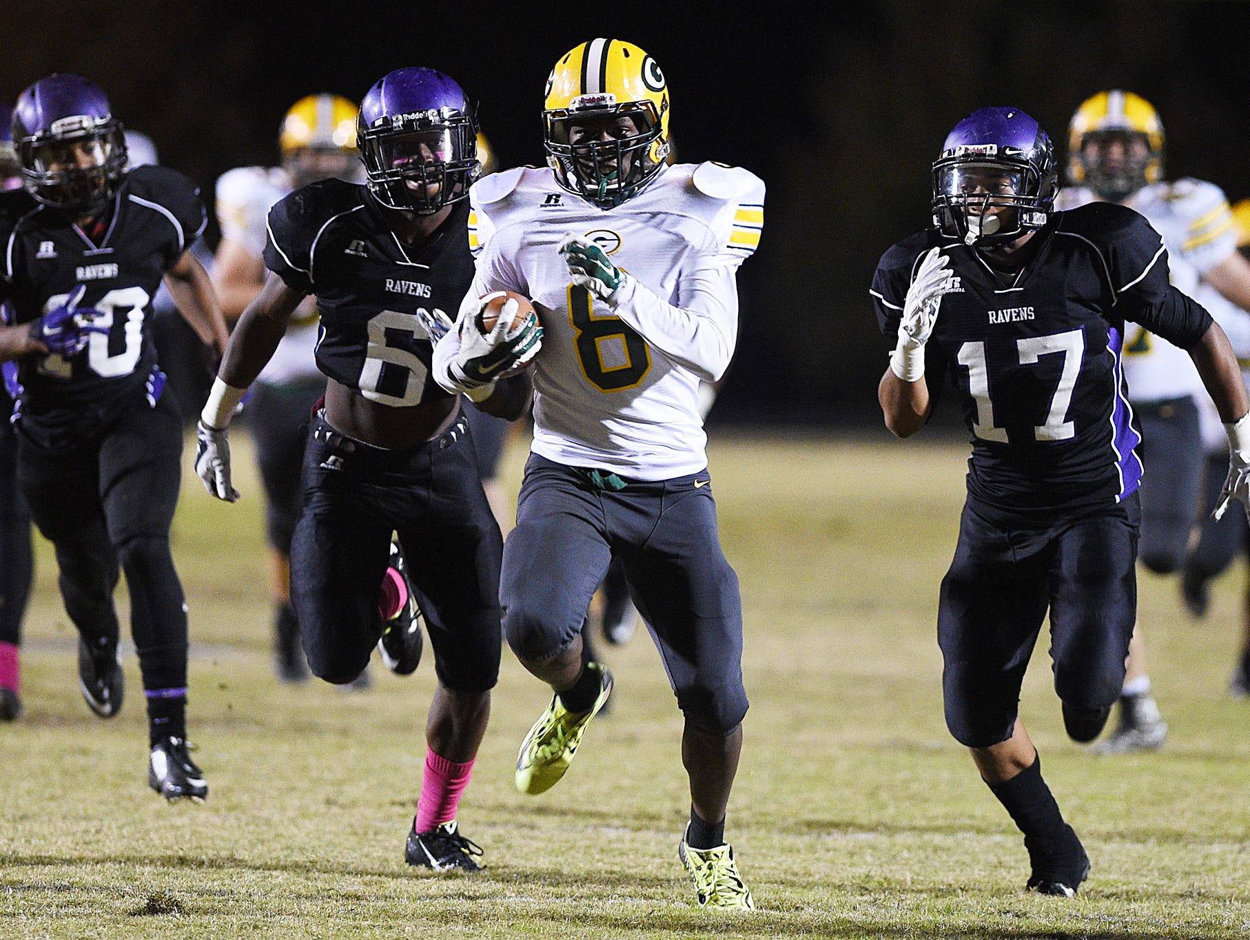 Gallatin HIgh senior wide receiver Izell Williams (8) caught a team-high four passes for 61 yards in Friday evening's 40-34 loss at Cane Ridge.