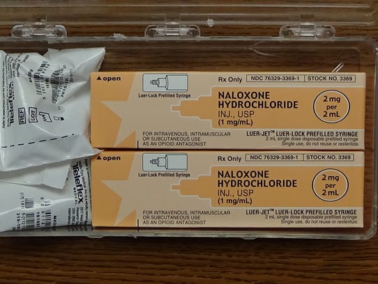 Photo of the opioid overdose kit to be used by Franklin
