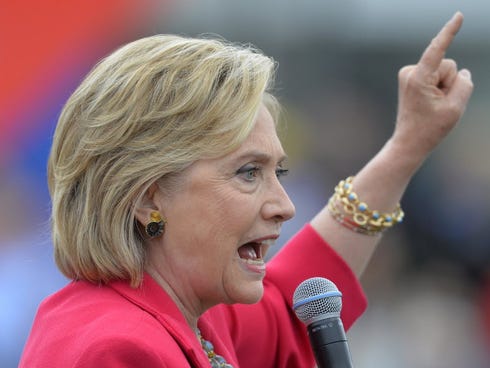 Democratic presidential candidate Hillary Clinton campaigns in Cleveland on Aug. 27, 2015.