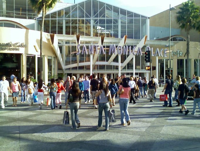 Santa Monica Place is home to retailers like Louis Vuitton, Burberry, Kitson and Ted Baker London.