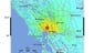 A Shake Map released by the U.S. Geological Survey on Aug. 24 shows the area of the magnitude-6.0 earthquake.