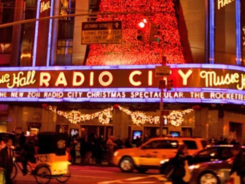Watch the Rockettes dance in perfect unison (including their signature high line kick) at the 