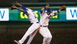 April 26: Addison Russell, left, and Ben Zobrist celebrate