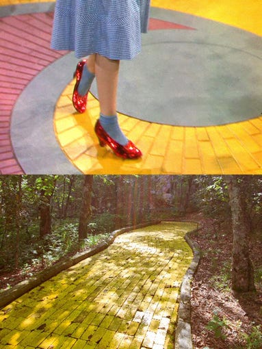 "Follow the yellow brick road!": At this Beech Mountain getaway, fittingly located in Emerald Mountain, N.C., you can follow your own yellow brick road. At the end, visitors will come upon an enchanting private garden where once a year an "Autumn of Oz" festival commemorates the beloved classic. A two-bedroom in Beech Mountain, N.C., sleeps six. Starting at $135 nightly. http://www.homeaway.com/vacation-rental/p3320329