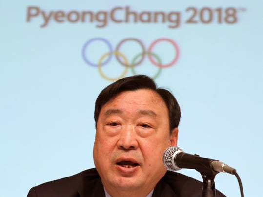 Lee Hee-beom, president and CEO of the Pyeongchang Organizing Committee for the Olympic and Paralympic Winter Games (POCOG), delivers speech during a media conference in Sapporo, northern Japan, Tuesday, Feb. 21, 2017. Lee  expects the 2018 Olympics to usher in a new era for winter sports in Asia. (AP Photo/Eugene Hoshiko)