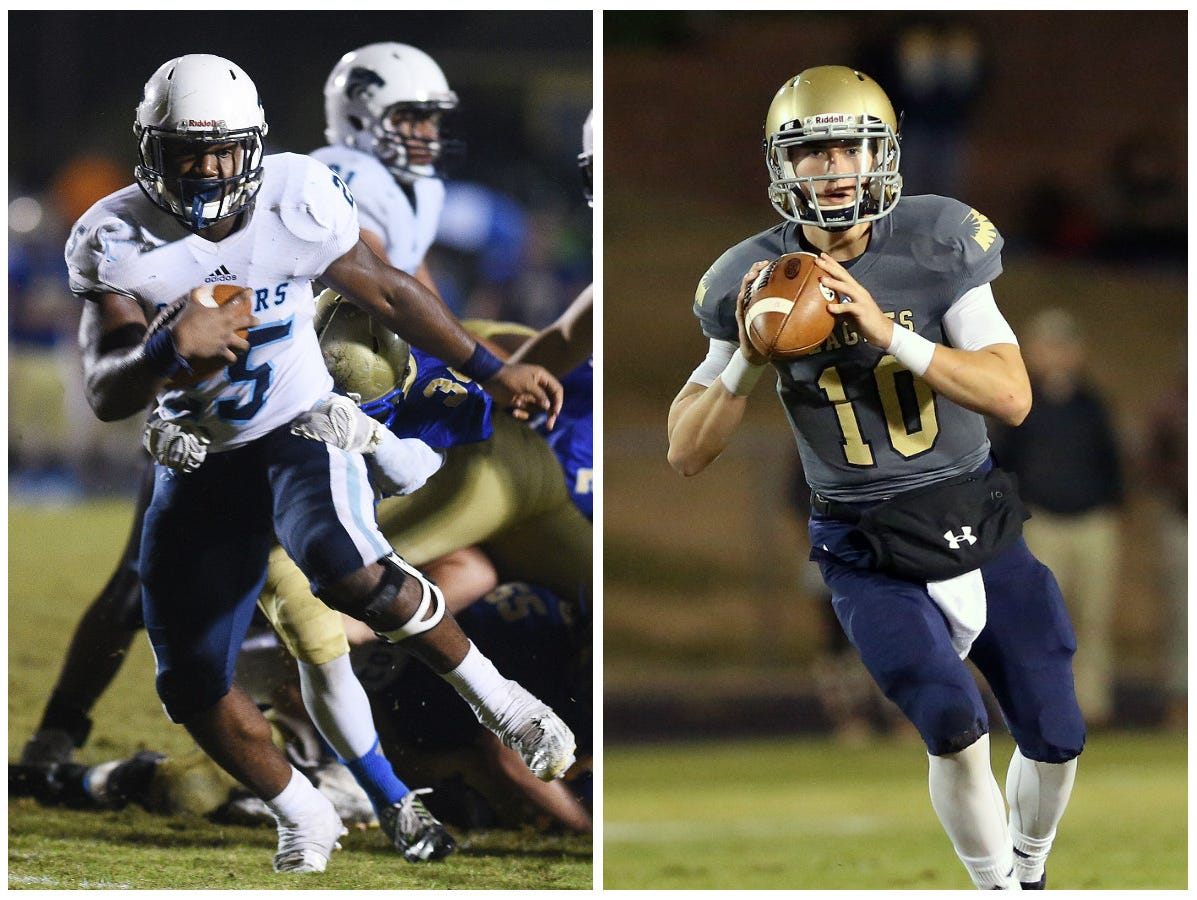 Centennial senior RB/LB Tyrel Dodson (left) and Independence senior QB Andrew Bunch.
