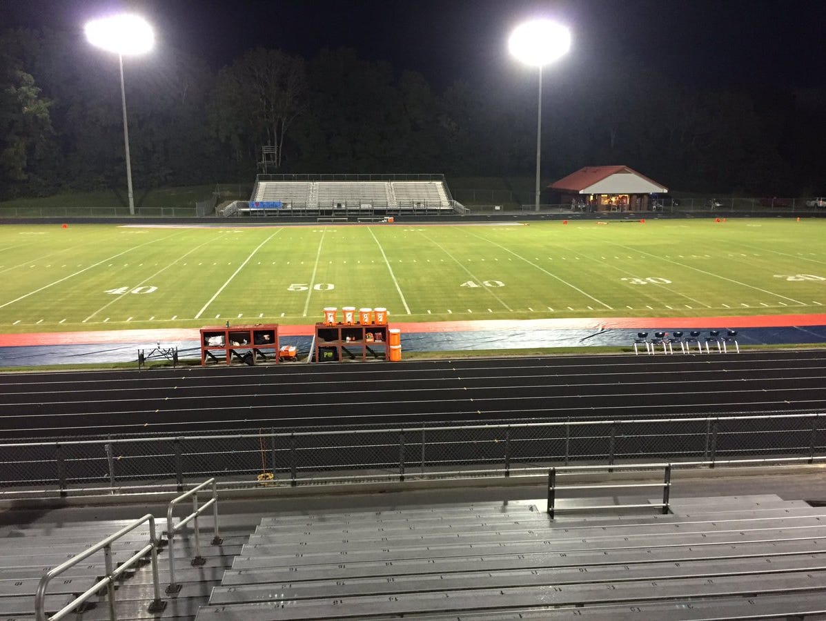 An empty Red Hawk Stadium after the game against Fairview was postponed.