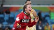 Erica Elizabeth Wiebe (CAN) after winning a gold medal