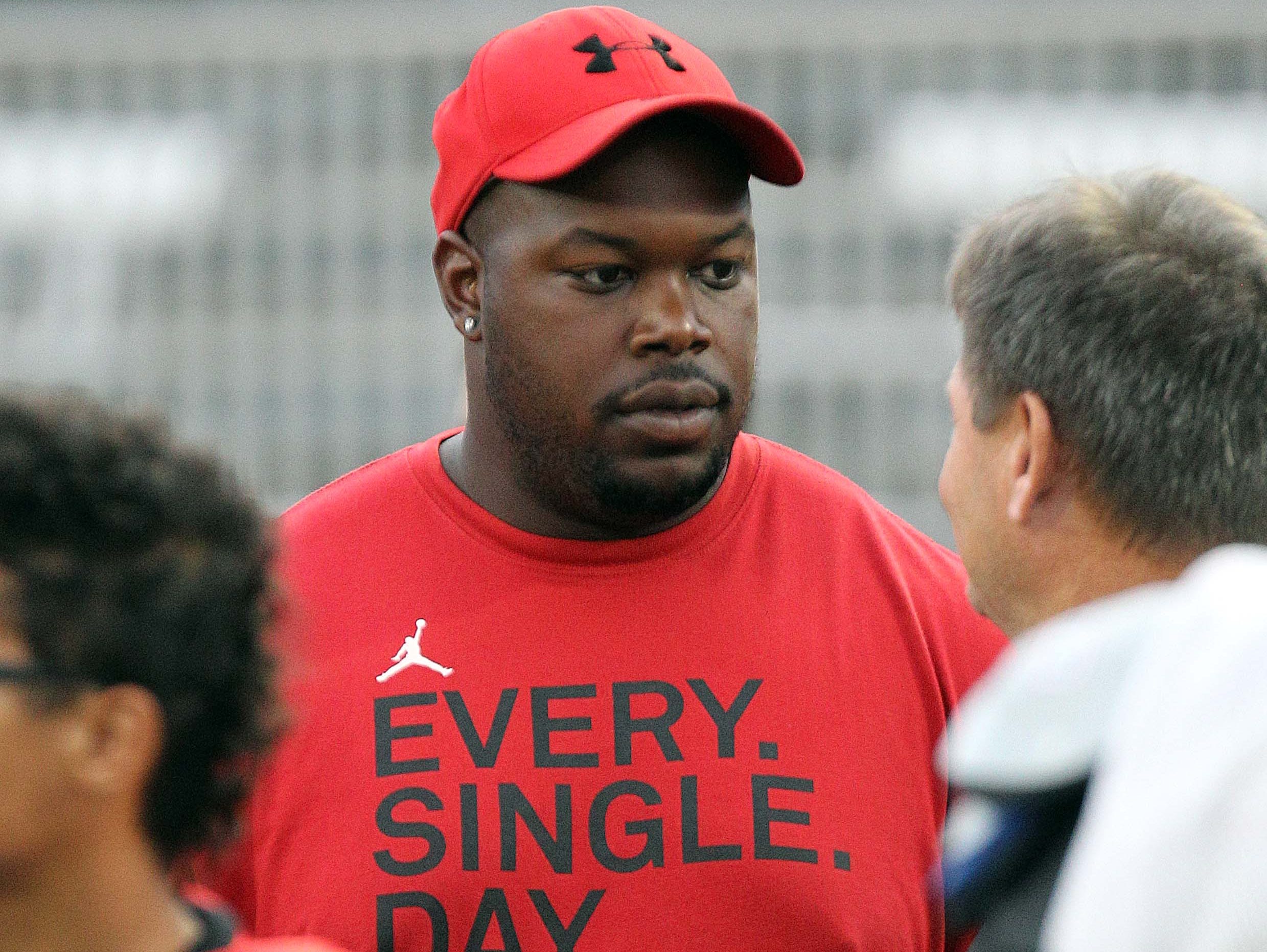 Central coach Lorenzo Williams at the Missouri State Football camp on July 29, 2013.