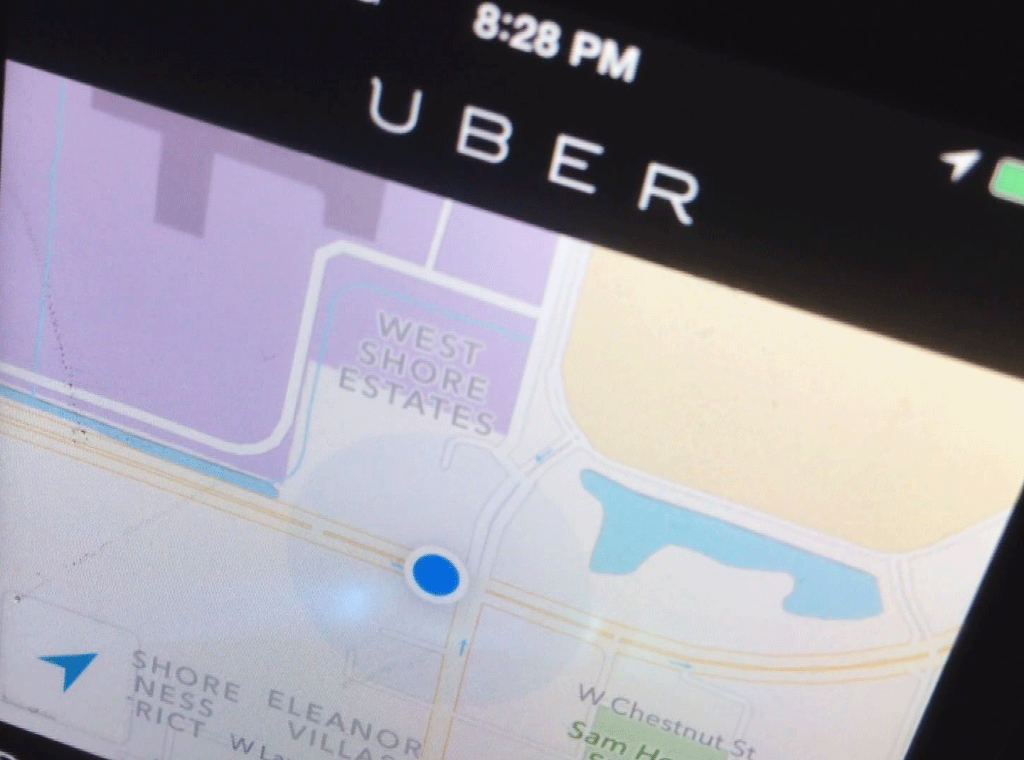 The app for Uber, the mobile car service, as seen on a mobile phone.