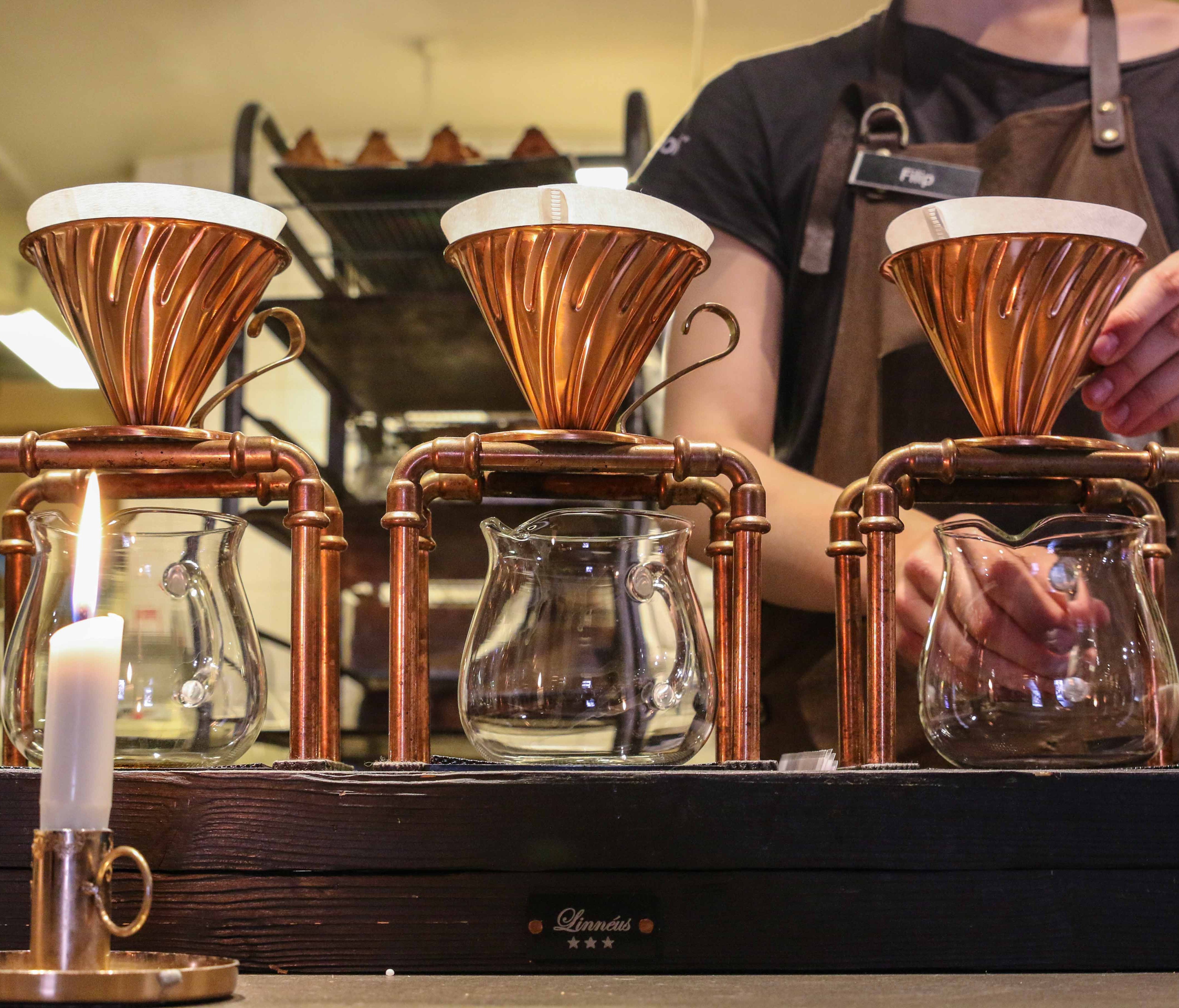 Johnson is a big supporter of barista competitions, and his well-trained staff proves it. He hopes coffee will be appreciated for its capacity for pleasure and nuance to the same extent as chocolate and wine. To demonstrate, he offers a coffee tastin