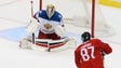 Team Russia goalie Sergei Bobrovsky makes a save against