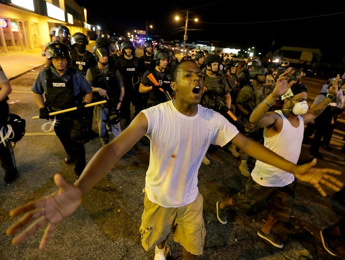 Police disperse a protest on Aug. 19.