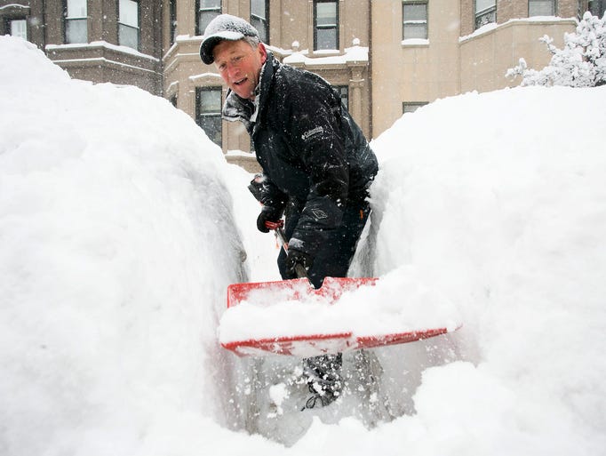 Bob Atchinson clears a path on Commonwealth Avenue