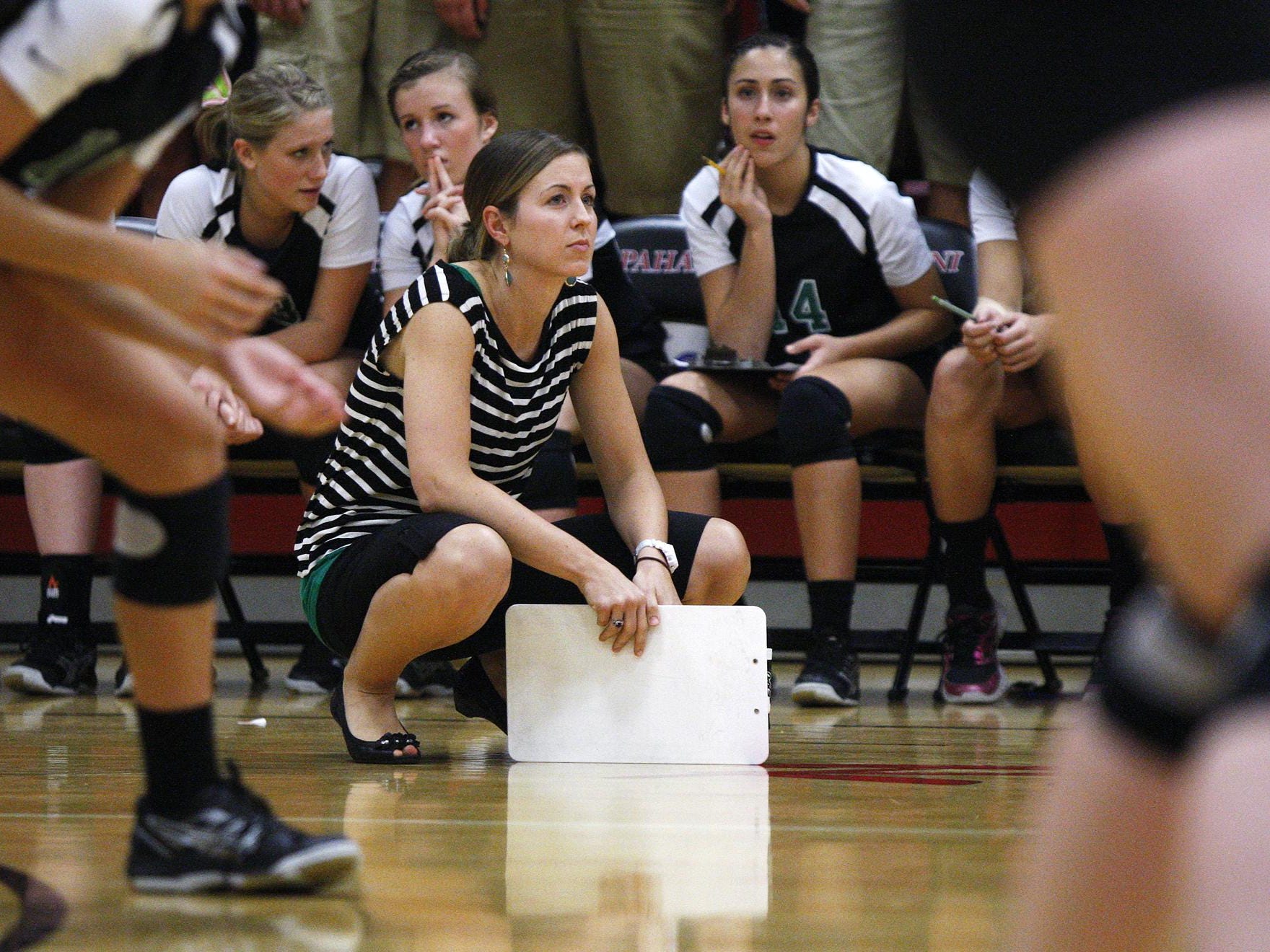 Yorktown coach Stephanie Bloom gives directions to her team during a 2013 match.