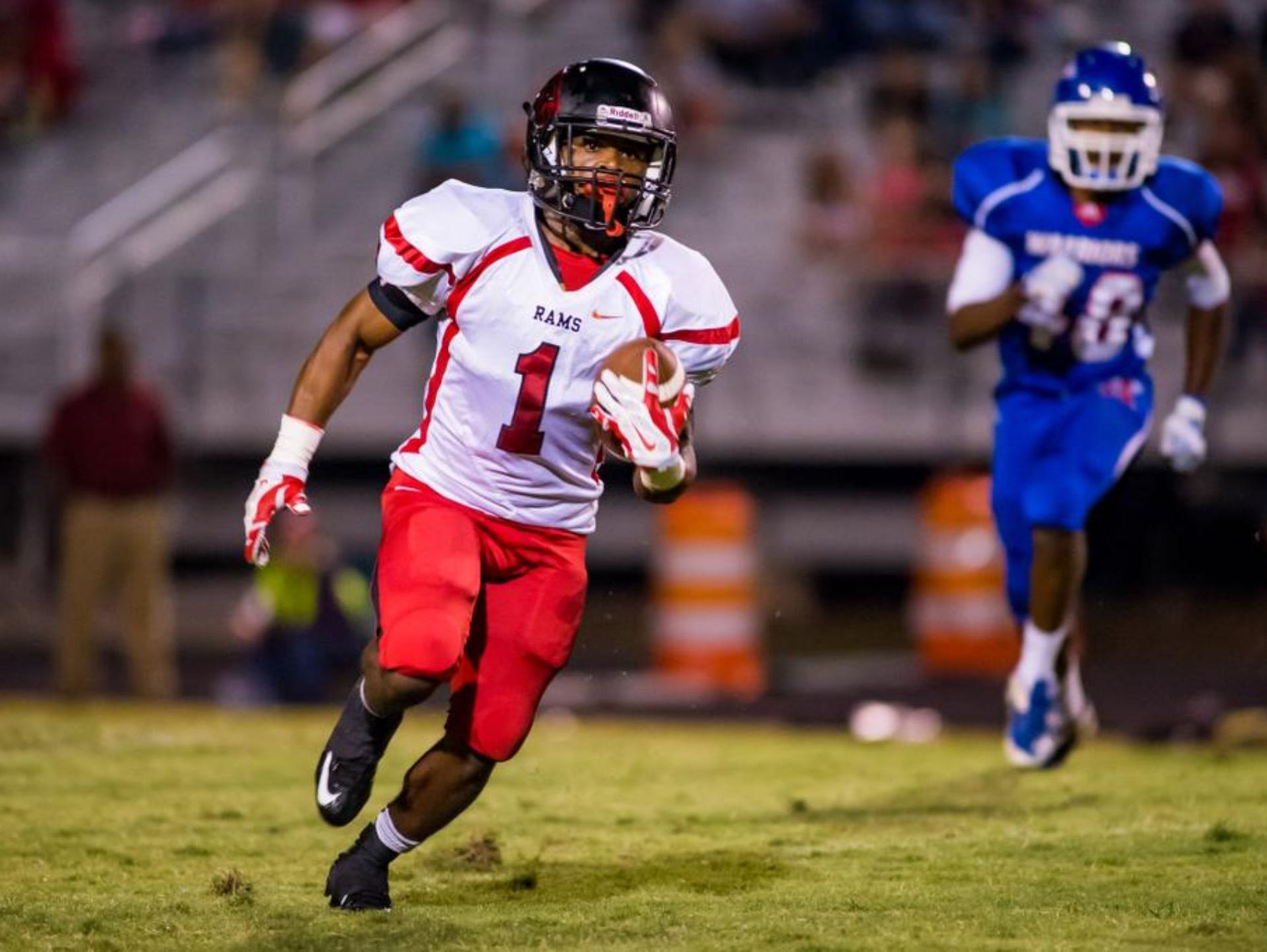 Senior running back Quintavis Ballenger (1) and the Hillcrest Rams will play at Goose Creek in a Class AAAA Division I second-round game Friday night.