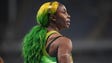 Shelly-Ann Fraser-Pryce (JAM) reacts after competing