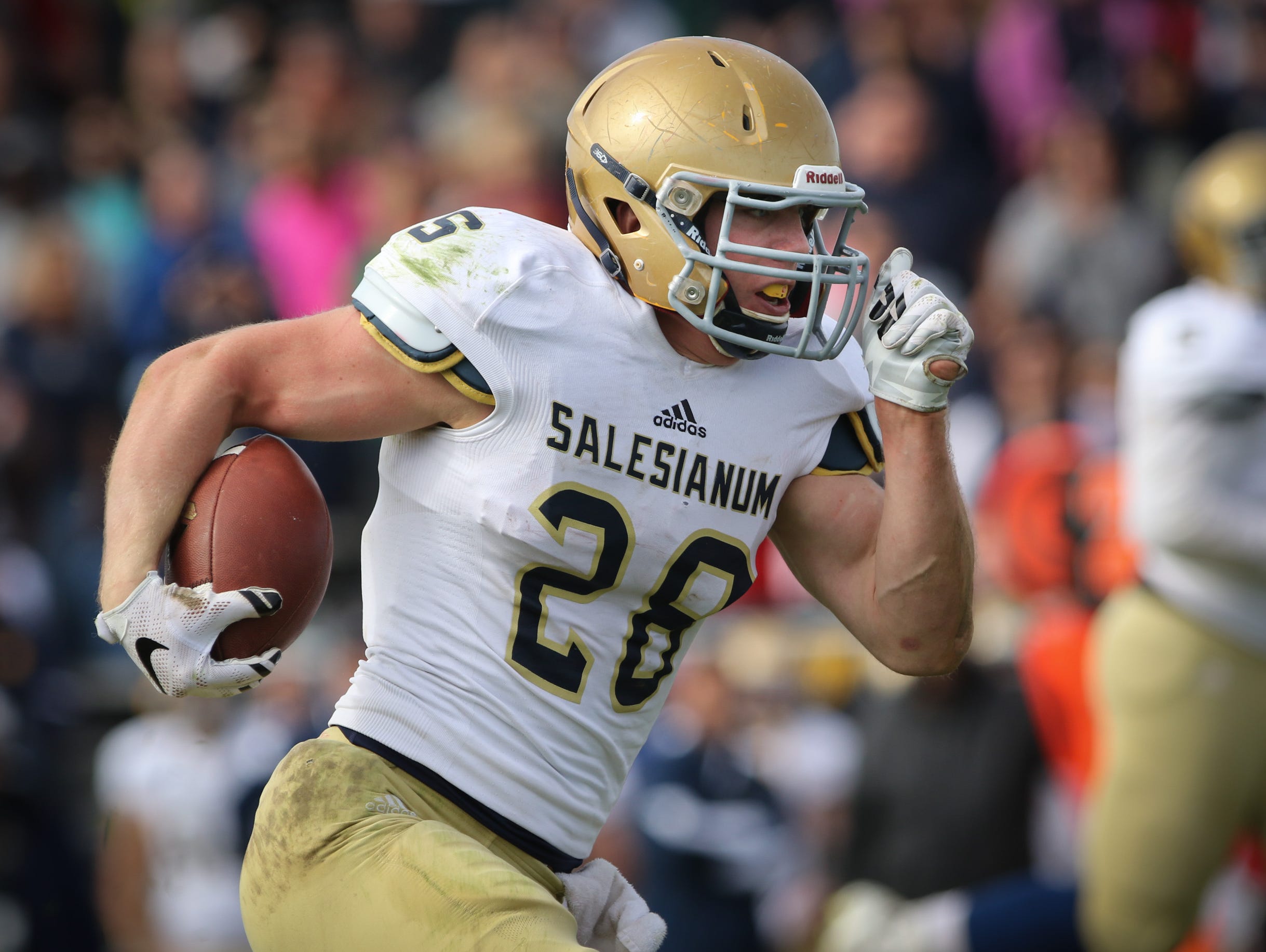Salesianum running back Colby Reeder rushed for 408 yards against Smyrna in the first meeting.