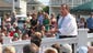 Governor Chris Christie talks to crowd at the Huisman Gazebo  in Belmar.  Wednesday July 30 Belmar NJ.   Photo by Robert Ward