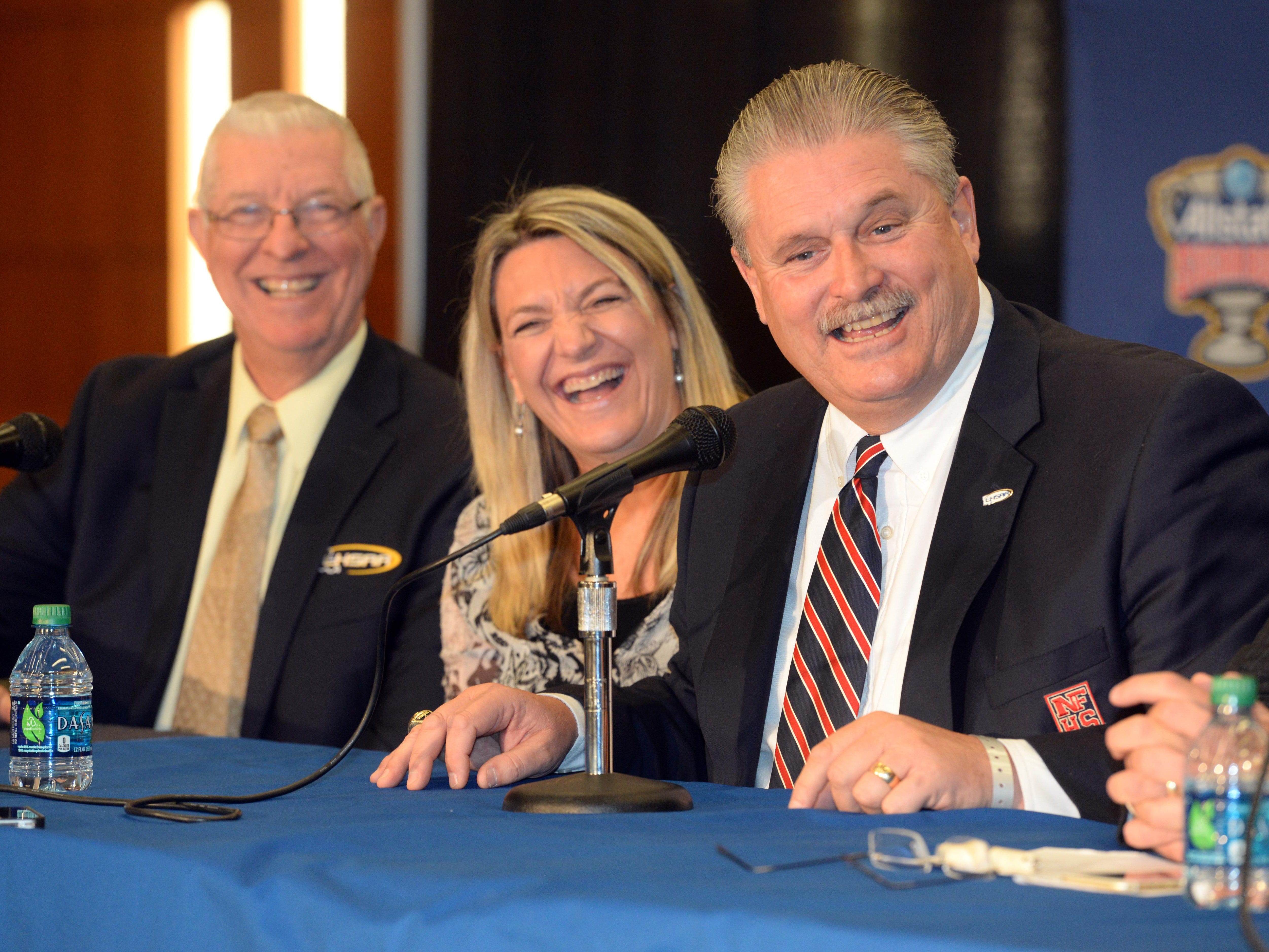 LHSAA Executive Director Eddie Bonine (right) led a meeting with the LHSAA and LHOA to come to agreement with game officials for the coming season.
