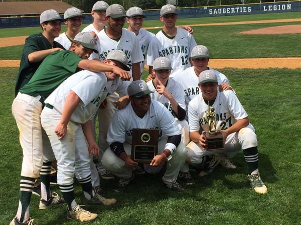 Members of the 2015 Mid-Hudson Athletic League baseball champions from Spackenkill High School