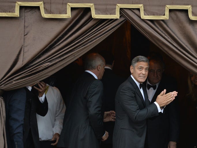 George Clooney arrives at the Aman hotel.
