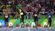 Usain Bolt (JAM) wins the men's 100m final in the Rio