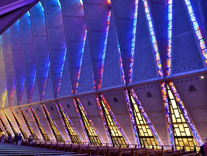 The 150-foot tall Cadet Chapel                                                           all-faiths