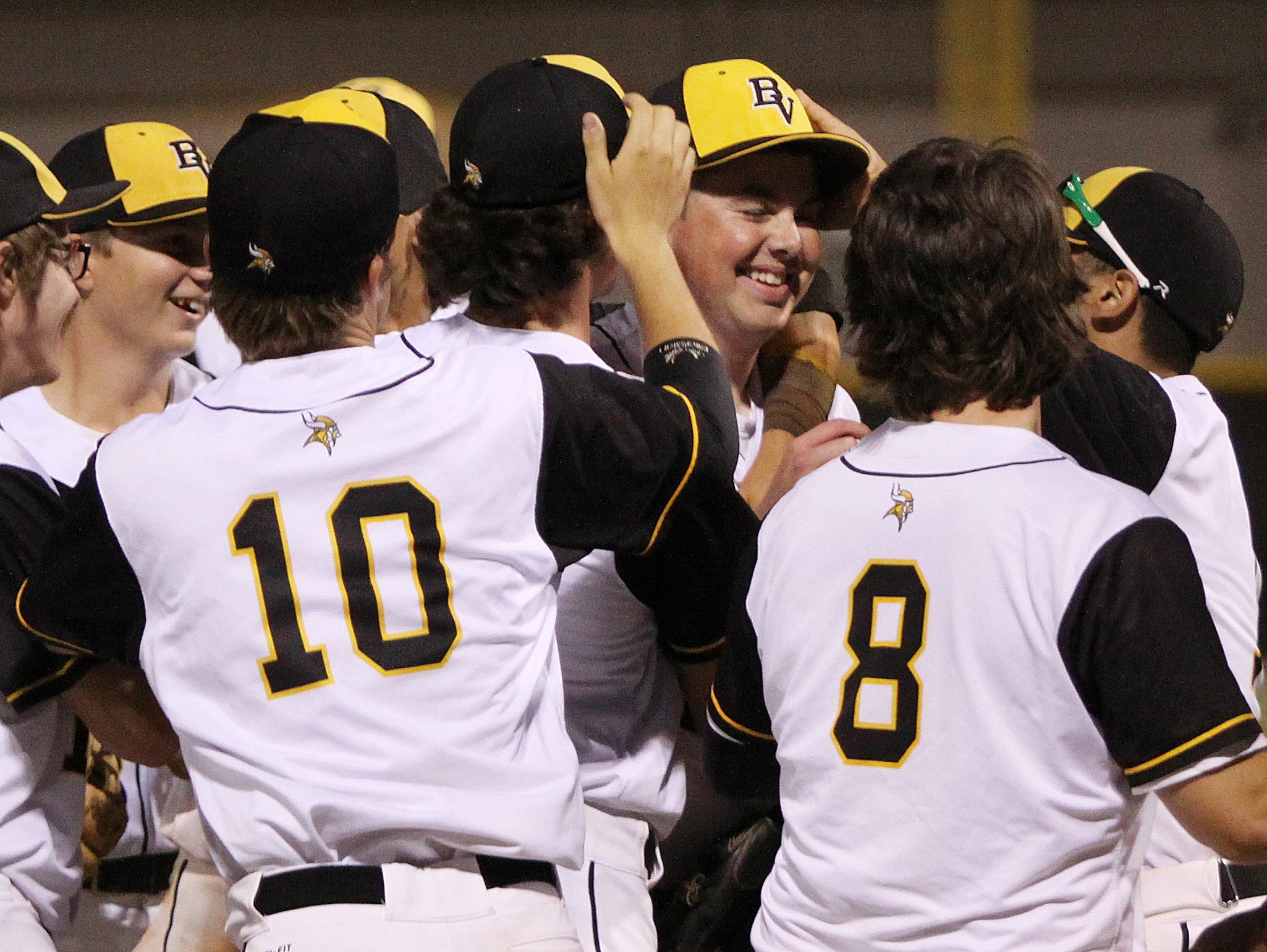 Jaret Rusnell, Bishop Verot High School's baseball team manager, pitched recently against Whitesville Trinity from Kentucky at Bishop Verot in Fort Myers. The last time Rusnell pitched was in the eighth grade.
