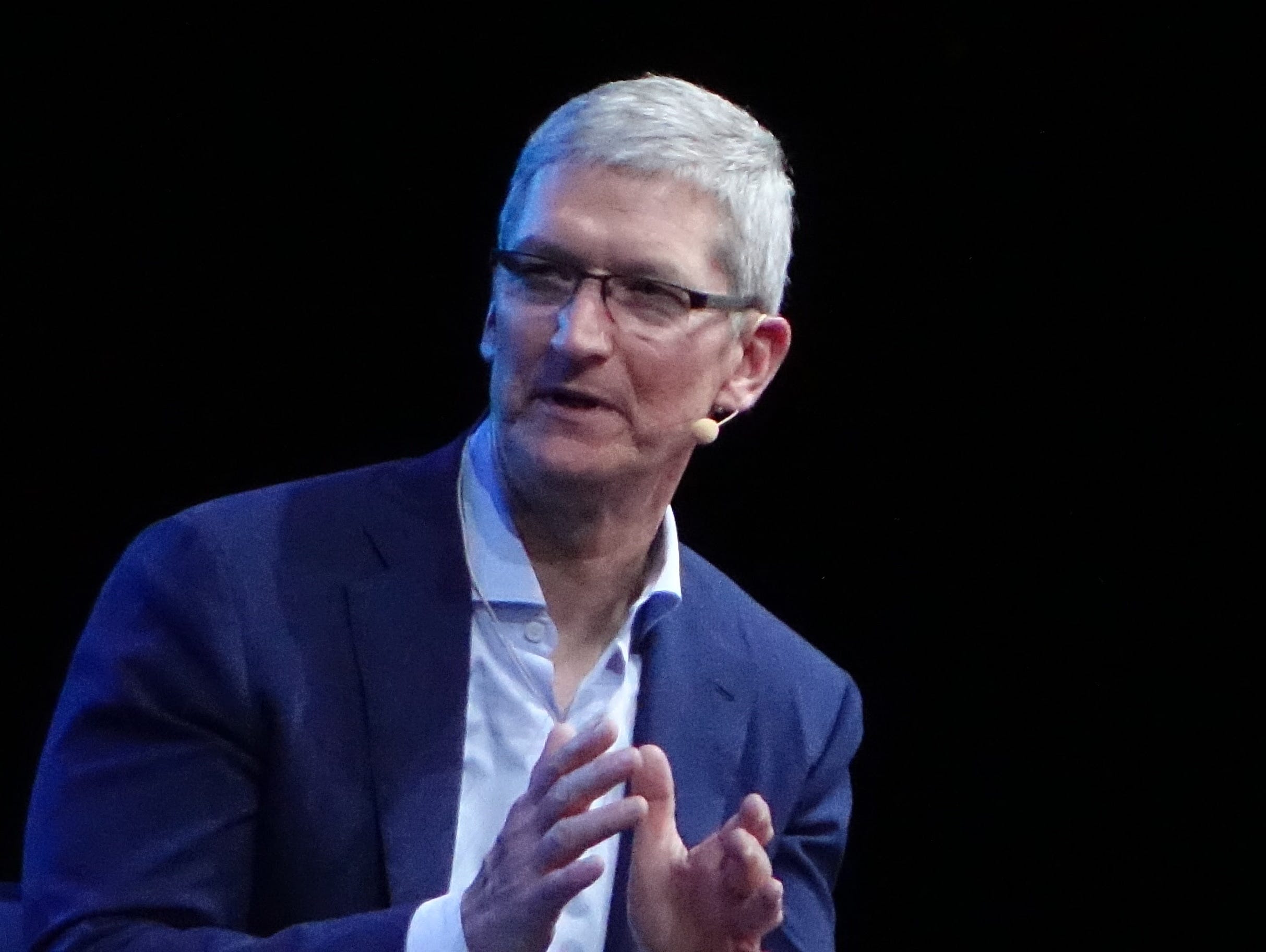 Apple CEO Tim Cook speaking Oct. 19 at the Wall Street Journal's WSJ.D Live in Laguna Beach, Calif.