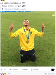Brazilian soccer player Neymar Jr. celebrate's Brazil's