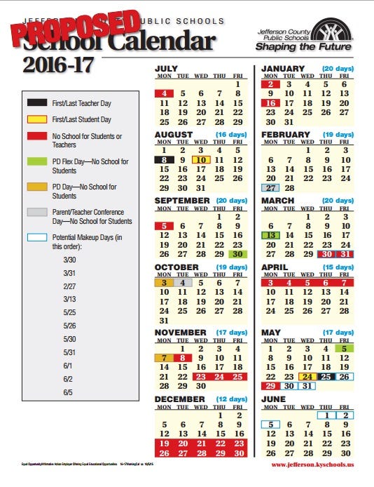 JCPS board OKs 20162017 school calendar