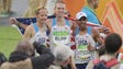 Jared Ward, left, Galen Rupp and Meb Keflezighi of
