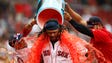 Aug. 31: Hanley Ramirez is doused by teammates after