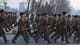 North Korean soldiers march through Pyongyang, the North Korean capital, on March 16.