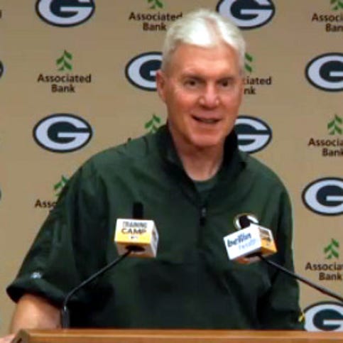 Green Bay Packers general manager Ted Thompson speaks to reporters on Wednesday after the team announced a multi-year extension of his contract.